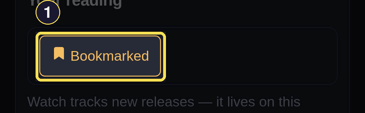 The dark phone High Tide Book page's Bookmark control switched to its active Bookmarked state.