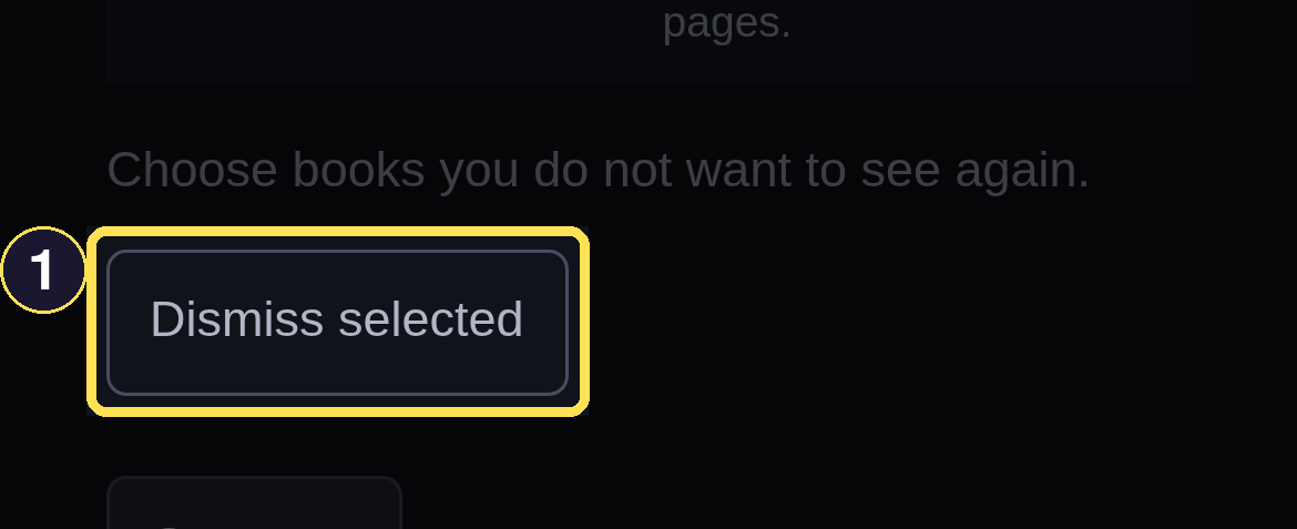 A dark phone Discover dismiss bar with its Dismiss selected button beneath the ranked list.