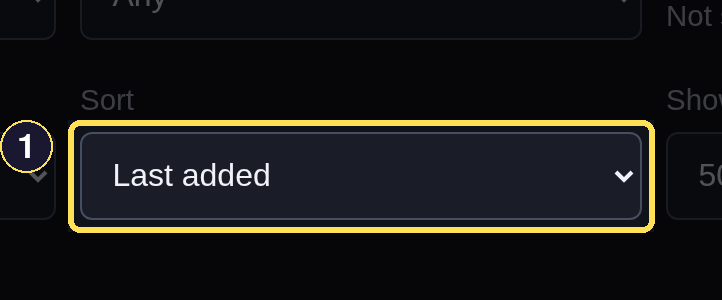The Library's Sort control in the desktop filters panel.