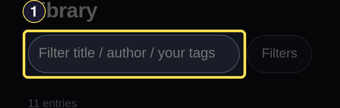 The phone Library page's Filter the Library field and Filters toggle.