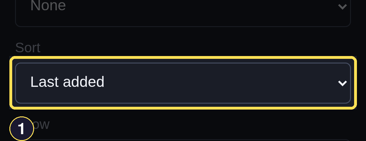 The phone Library's Sort control inside the opened filters sheet.