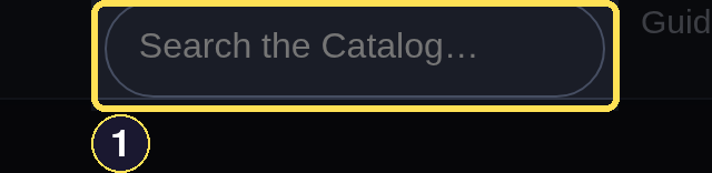 The dark desktop header's Search the Catalog box, ready to narrow matches as you type.