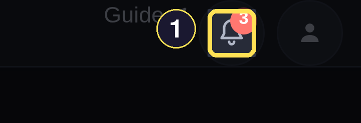 The bell icon in the dark phone header, labelled Notifications.