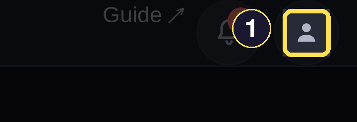 The round avatar in the dark phone header, labelled Profile.