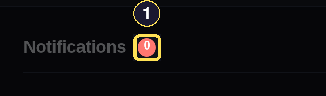 The dark desktop Notifications header after its bulk acknowledgement button cleared every unread row.