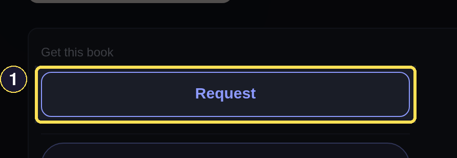 A catalog-only Book's action bar, showing the Request control.