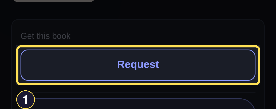 A catalog-only Book's action bar, showing the Request control.