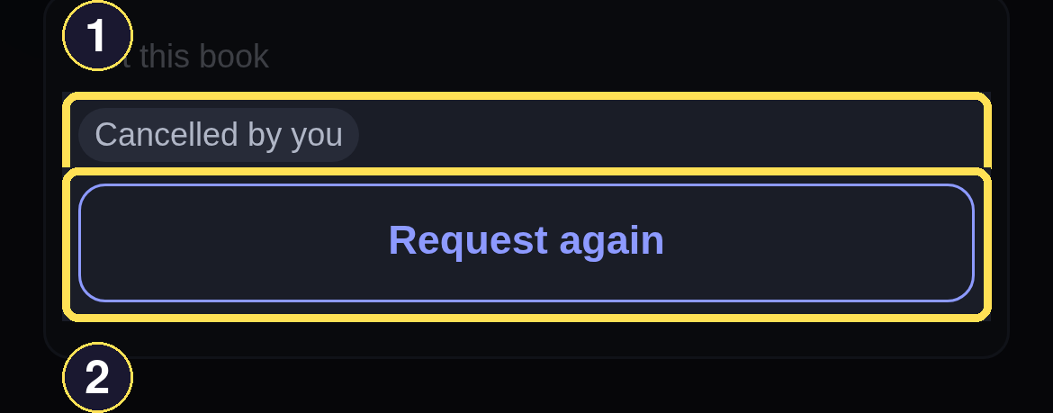 The phone Salt and Fog acquire control after cancelling, showing Cancelled by you and Request again.