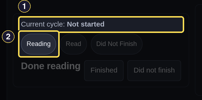 The dark desktop reading status control for High Tide, still Not started right after checkout.