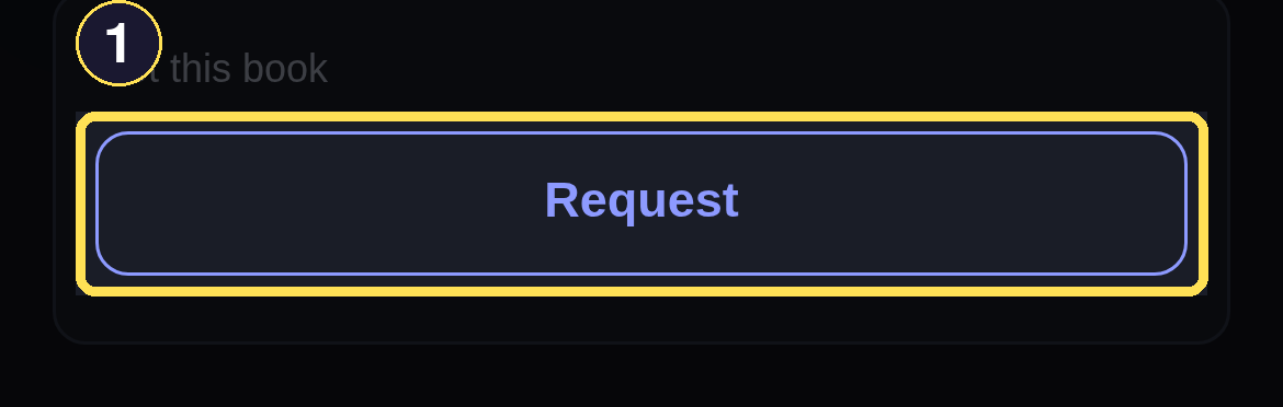 The dark phone Book page for Paper Hearts, a catalog-only Book with no request yet, showing its idle Request control.