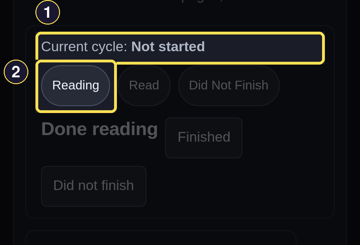 The dark phone reading status control for High Tide, still Not started right after checkout.
