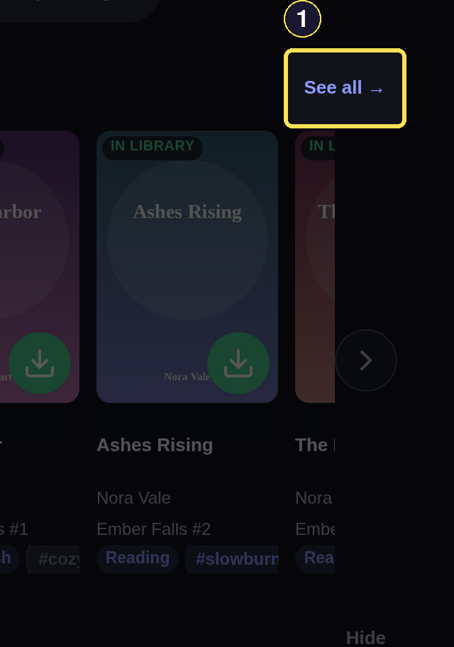 A dark desktop Recently Added section on the Shelf with its See all link in the section header.